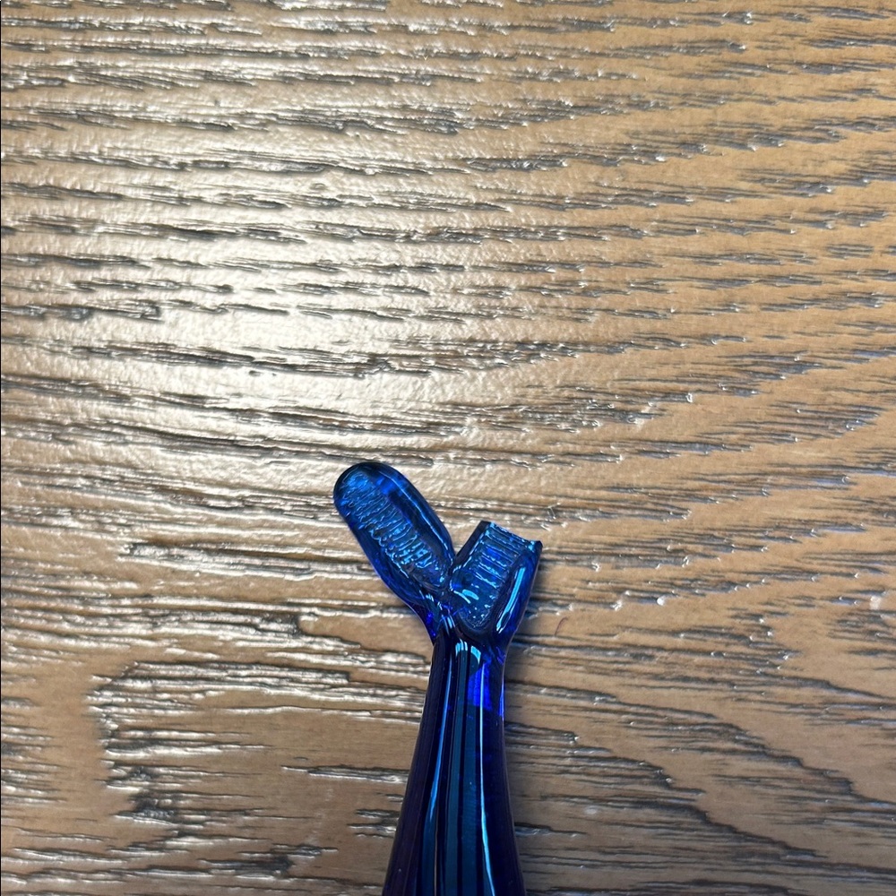 Vintage Glass Walrus Figurine Blue Hand Blown Mid Century 1970s âAS ISâ - Picture 8 of 9
